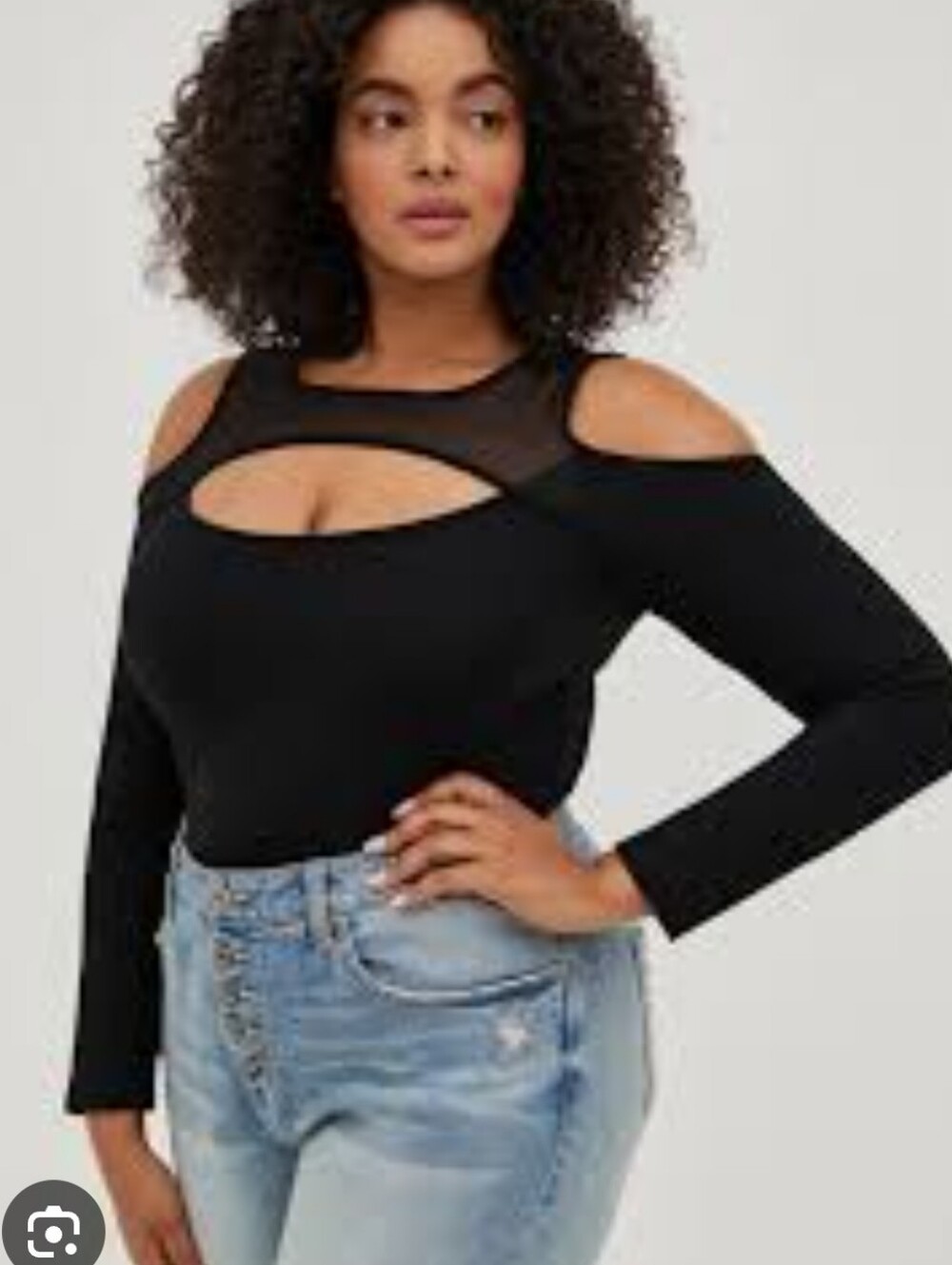 Torrid Plus Size Black Cold-Shoulder Cutout Top 2x